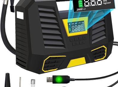 Cordless Tire Inflator Portable Air Compressor with 150PSI, Fast Inflation, 3 2000mAh Rechargeable Battery - Wireless Digital Tire Pump for Car Tires (FREE SHIPPING)