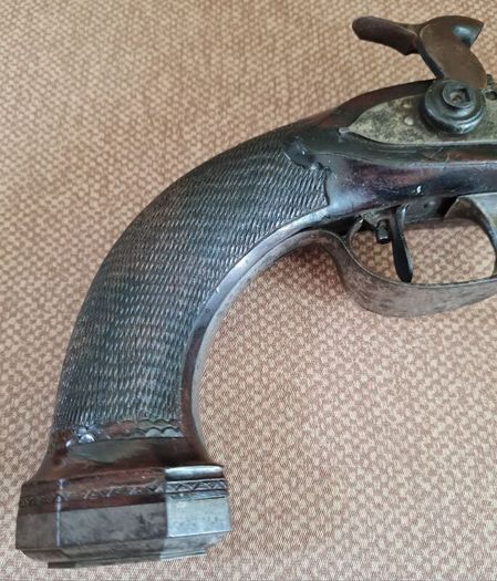 Antique 19th C. European Percussion Target Pistol - Signed "TROT" (c. 1840s)