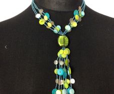 M&s Teal And Green Beaded 3 Strand Statement Necklace