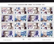 2005 Ireland IPTA Roadshow Cork September 18th 2005 Commemorative Stamps Exhibition Souvenir on 2004 Nobel Sheet Mint Never Hinged Number 037