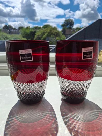 Waterford Crystal John Rocha Ruby Lume tumblers x 2
