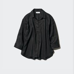 Uniqlo 100% Premium Linen Skipper Collar Shirt (3/4 Sleeve)