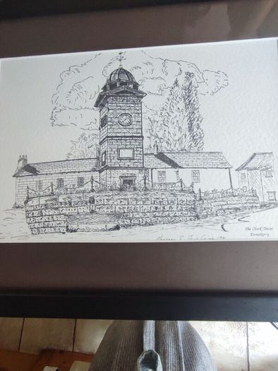 Black and White Framed Print Wicklow Landmark - Enniskerry Clock Tower , Enniskerry Village, Wicklow, Ireland
