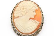 Vintage Signed Sterling Silver Lady Cameo Brooch