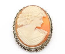 Vintage Signed Sterling Silver Lady Cameo Brooch