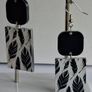Geometric White & Black Feather Motif Earrings Image 6