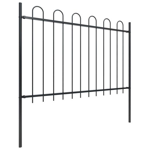 Garden Fence with Hoop Top Steel 1.7x1.2 m Black