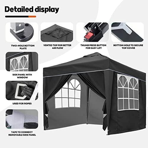 3x3m Pop Up Gazebo Fully Waterproof, All Weather Gazebo ideal for Outdoor Party Camping with Weights
