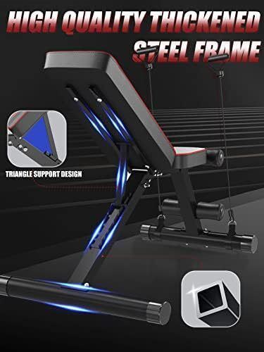 Adjustable Weight Bench, 300KG Stable Strength Training Bench, Fast Folding Bench Utility Incline/Decline Gym Bench for Home Full Body Workout