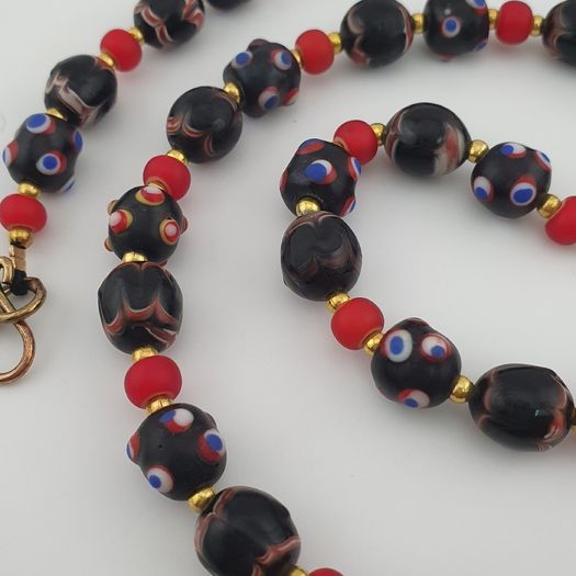 Antique Venetian Style Trade & Venetian WhiteHeart Glass Beads Necklace