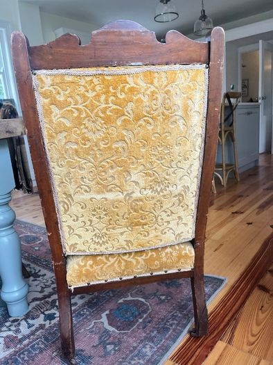 Vintage Solid Wood Upholstered Armchairs