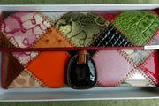 Vintage TEMANLI PATCHWORK WALLET - Ladies Genuine Leather Tri-Fold Wallet - Multi-Color Patchwork - By Temanli