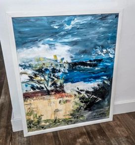 Stormy sea-signed painting