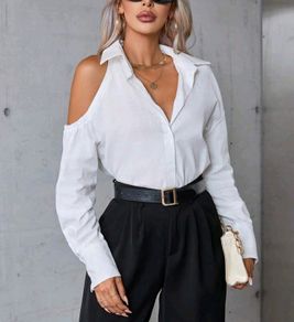 One arm open shoulder cotton shirt size uni fits 10/12