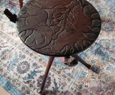 Ethnic table folding carved wood reversible