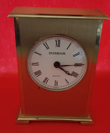 Vintage 'Dugena' Brass Quartz Table Clock - German & French