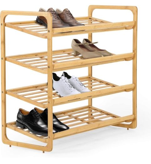 4 TIER Bamboo Shoe Rack,100% Natural & Renewable, Super Strong Heavy Duty Durable Wooden Shoe Rack Stand Storage Organiser (4 Tier (L71 x W33 x H68 cm) FREE POSTAGE