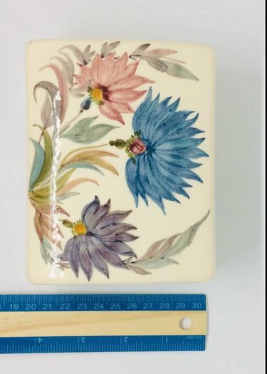 Vintage French ceramic hand-painted trinket box