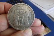France 1873 A. Silver 5 francs."Hercules"Type.90%silver.