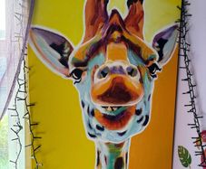 Large Canvas Giraffe No.3 " Sunflower" Alicia VanNoy Call
