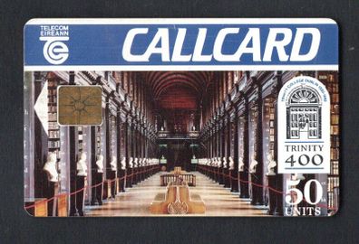 1992 Ireland 50 unit 400 Years of Trinity College's existence showing Trinity Library Marlborough Street address (Gemplus) Call Card Used. Telecom Eireann card number 1037