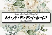 Friends Inspired Wedding Number Plate - Couple Name &amp; Date