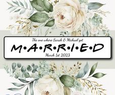 Friends Inspired Wedding Number Plate - Couple Name & Date