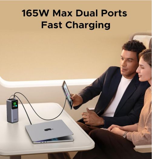 UGREEN 20000mAh 165W Power Bank Fast Charging, Built-in Retractable USB C Cable 3-Way Output Laptop Portable Charger