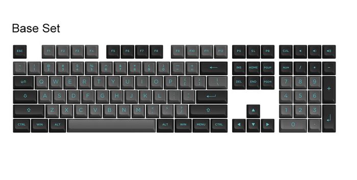 Akko Black&Cyan 197 ASA PBT Keycap Set ISO+ANSI