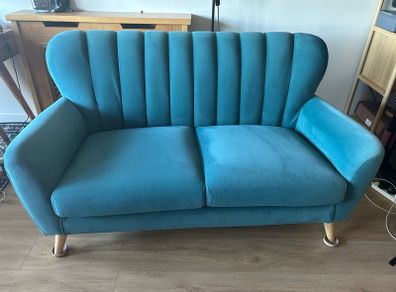 WALDORF Teal Velvet 2 Seater Sofa