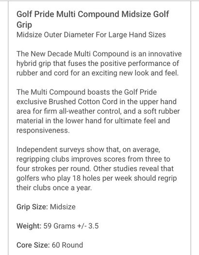 MIDSIZE Set (13) Golf Pride Grips