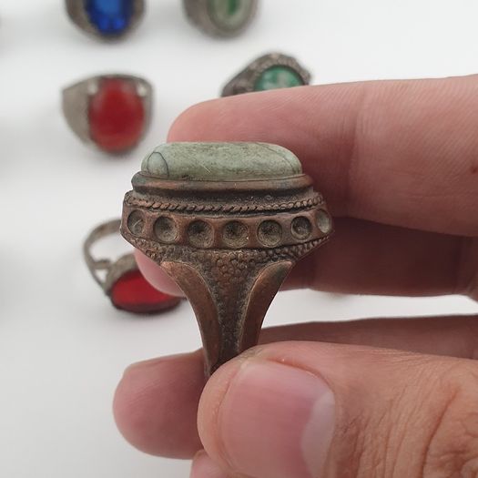 Antique Lot of 15 Bohemian Brass Rings  Assorted Ethnic & Tribal Designs