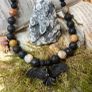 Raven Crow Lava Agate Beaded Necklace Brutalist Crust Punk Pagan Pendant Necklace Talisman Wasteland Dystopian Gothic Image 4