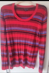 Genuine Tommy Hilfiger Metallic Striped Cable Knit Jumper  Size M