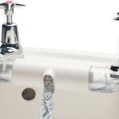 Water Saving Mixer/Adaptor for Sinks with Separate taps for hot and Cold Water in Kitchen & bathrooms (Classic, Ceramic White)