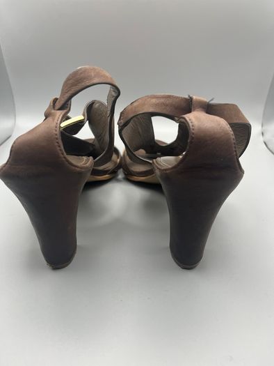 ECCO Ladies Brown Leather High Heel Sandals Size 9 EU40