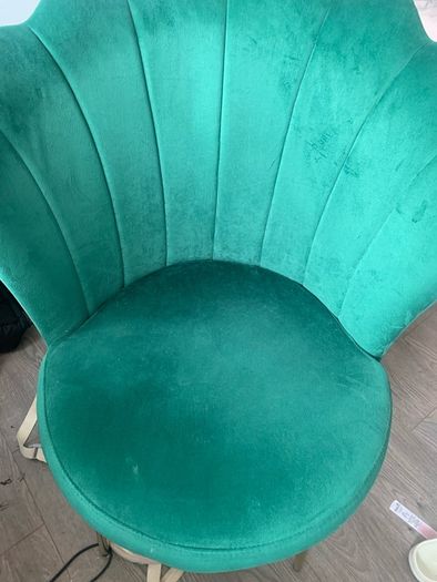 Green velvet shell chair