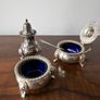 Vintage 3-Piece Cruet Set with Cobalt Blue Glass Image 4