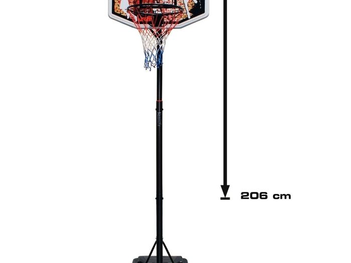 Basketball stand and two basketballs