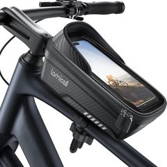 Lamicall Waterproof Bike Frame Bag - [1s Remove & Install] 2025 Bicycle Phone Pouch with Reflective Strip Sun Visor, Crossbar Top Tube Stem Bag for Mountain Bike Cycling, TPU Screen for Phone up to 7