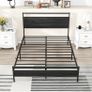 Small Double Bed Frame with Wood Headboard,Metal Platform Bed Frame Double Image 4