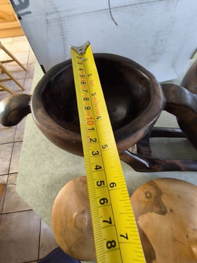 Vintage Hand-Carved African Centerpiece Serving Dish With lids.