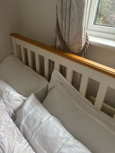 small double bed  4ft cream and wood