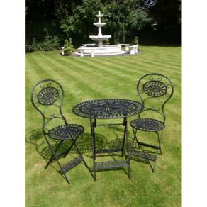 Two seater table and chairs Oval Black D1556