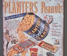 Vintage Style  Metal Sign. Planters peanut advertisement.