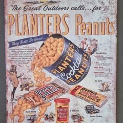 Vintage Style  Metal Sign. Planters peanut advertisement.