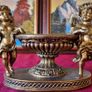 Antique Cherub Gold Effect Ornamental Pedestal Metal Candle Holder Pedestal Stand Made In Spain Image 2