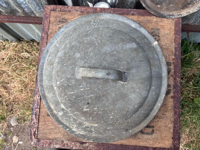 2 vintage galvanised lids