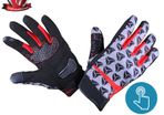 R-Tech Leopard Black/Red Touring Gloves - Touch Screen Textile (S, M, L, XL, 2XL, 3XL)