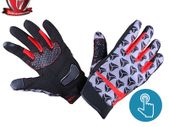 R-Tech Leopard Black/Red Touring Gloves - Touch Screen Textile (S, M, L, XL, 2XL, 3XL)
